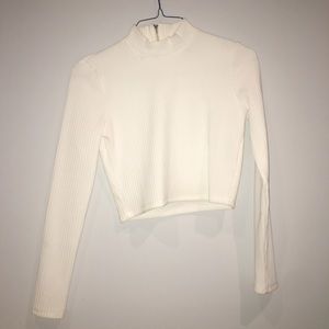 White cropped mock turtle neck